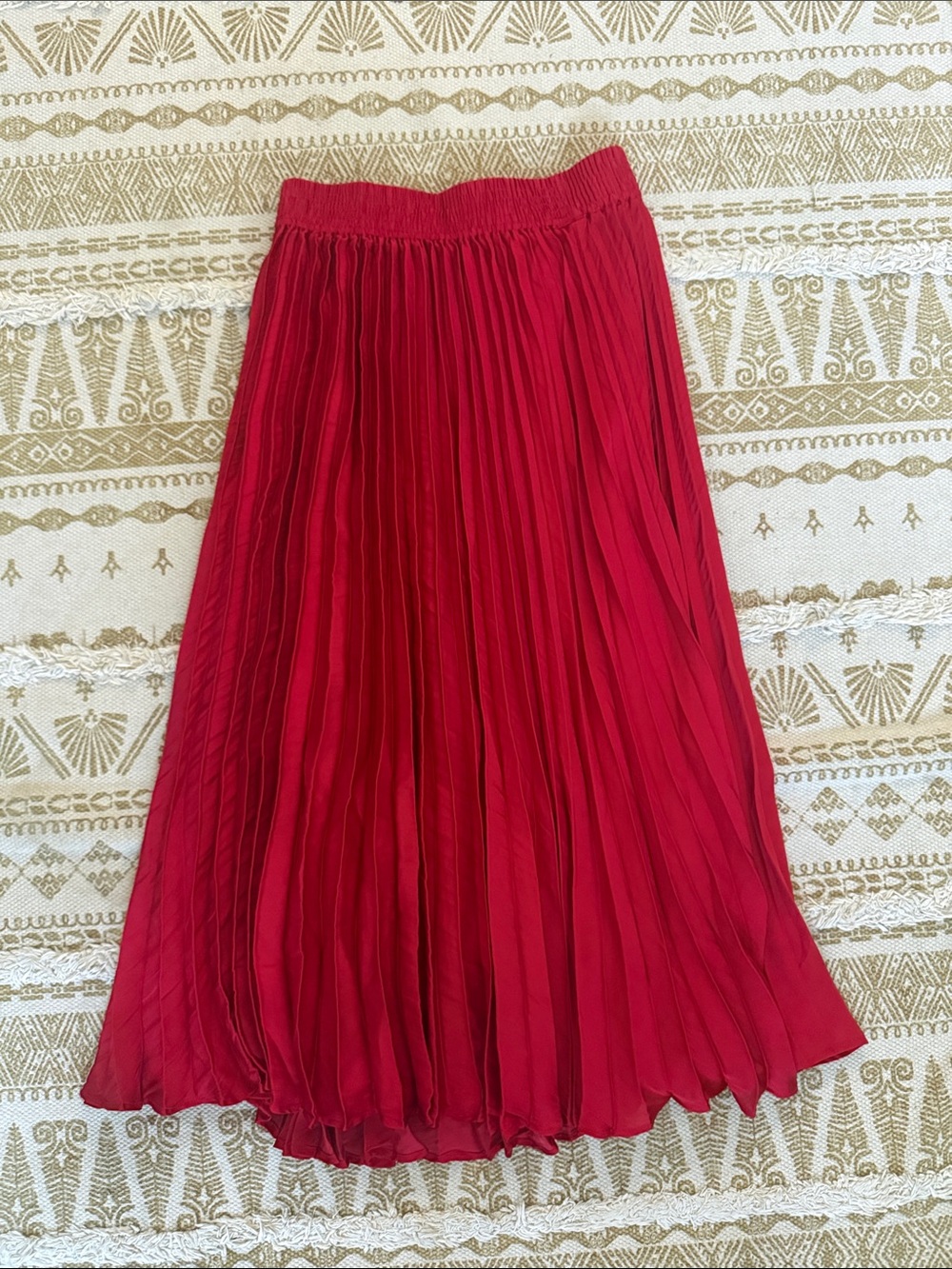 Banana Republic Red Pleated Midi Skirt